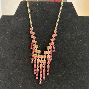 Silver and Genuine Austrian Pink Crystal Necklace